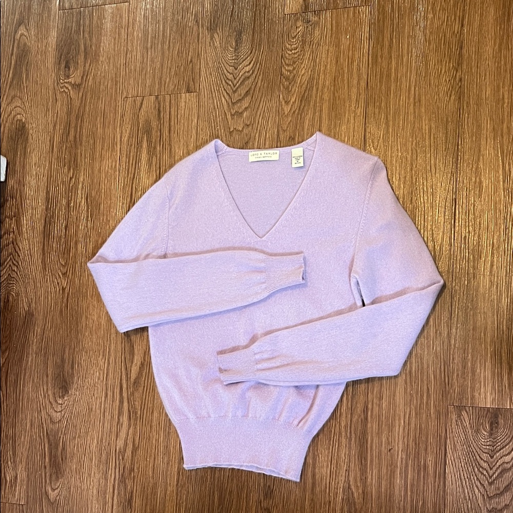Lord & Taylor Light Purple V-Neck Sweater